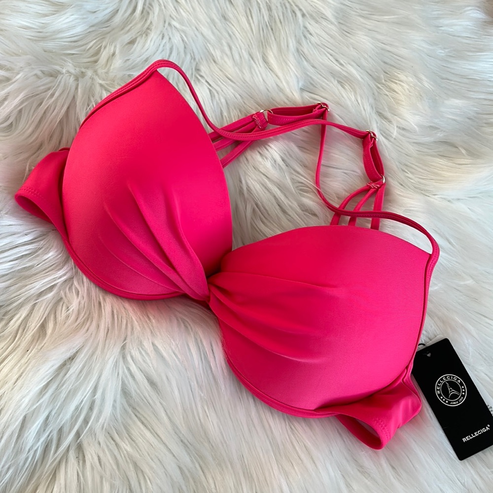 Relleciga Pink Bikini Top Sz L NWT